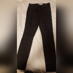 Edgy Black Distressed Garage Pants